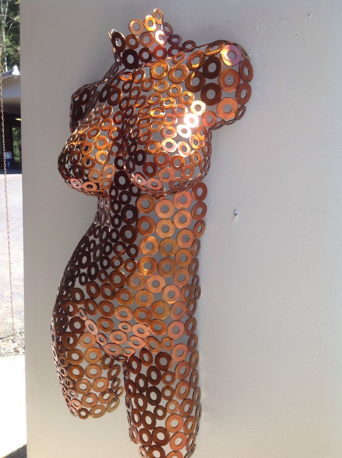 Abstract Wall Art Orange Home Decor Female Sculpture Nude Torso by Holly Lentz