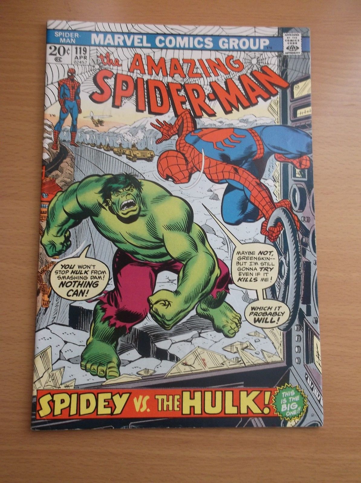 MARVEL: THE AMAZING SPIDER-MAN #119, PART I OF SPIDEY VS HULK, 1973, VF (8.0)!!!