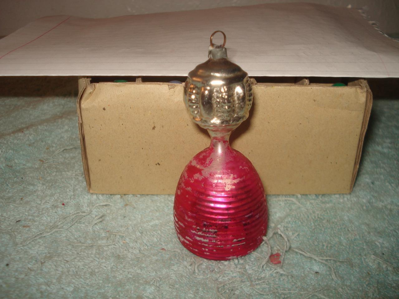 VINTAGE GERMAN GLASS CHRISTMAS ORNAMENT BELL ANTIQUE