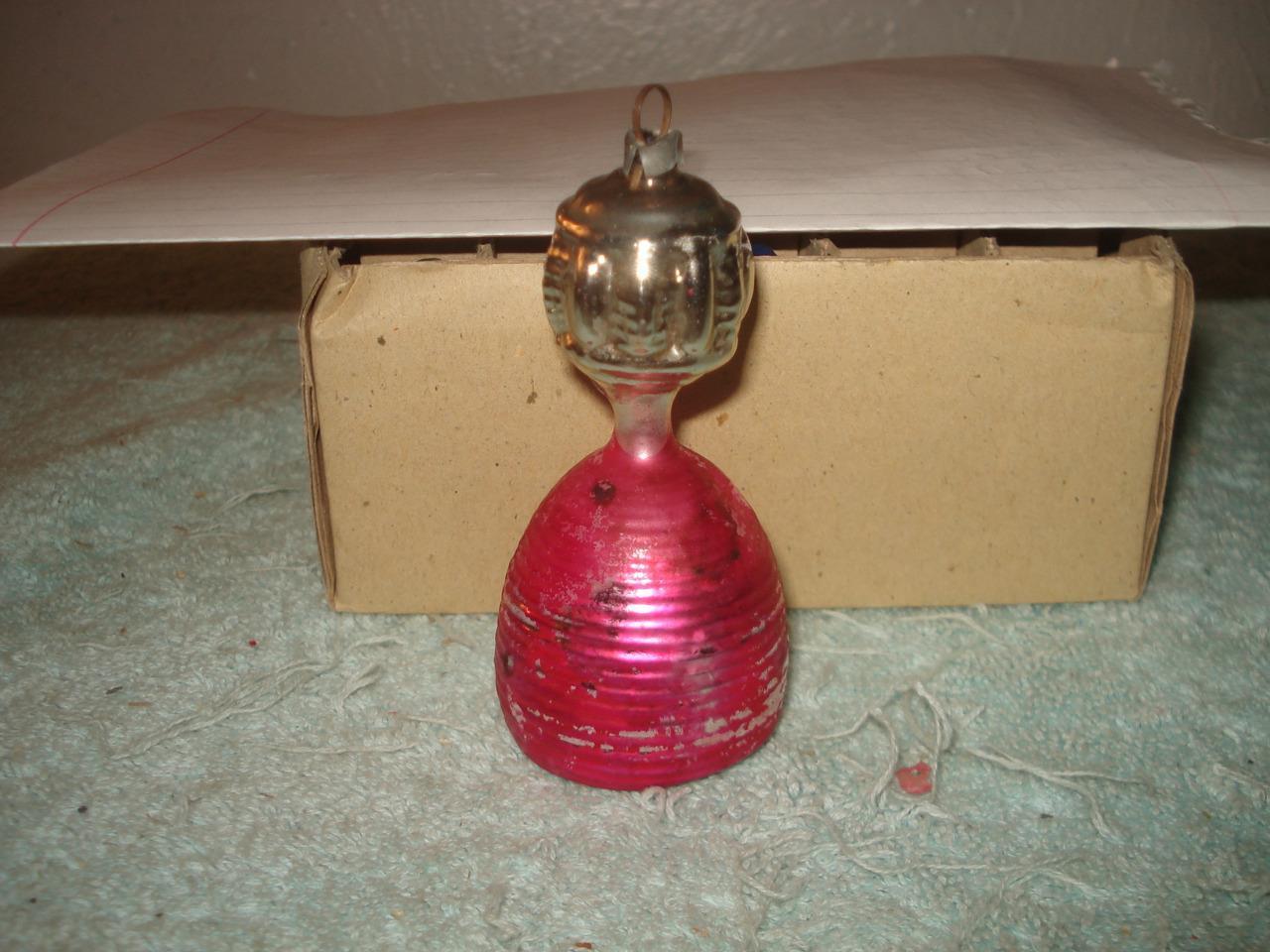 VINTAGE GERMAN GLASS CHRISTMAS ORNAMENT BELL ANTIQUE