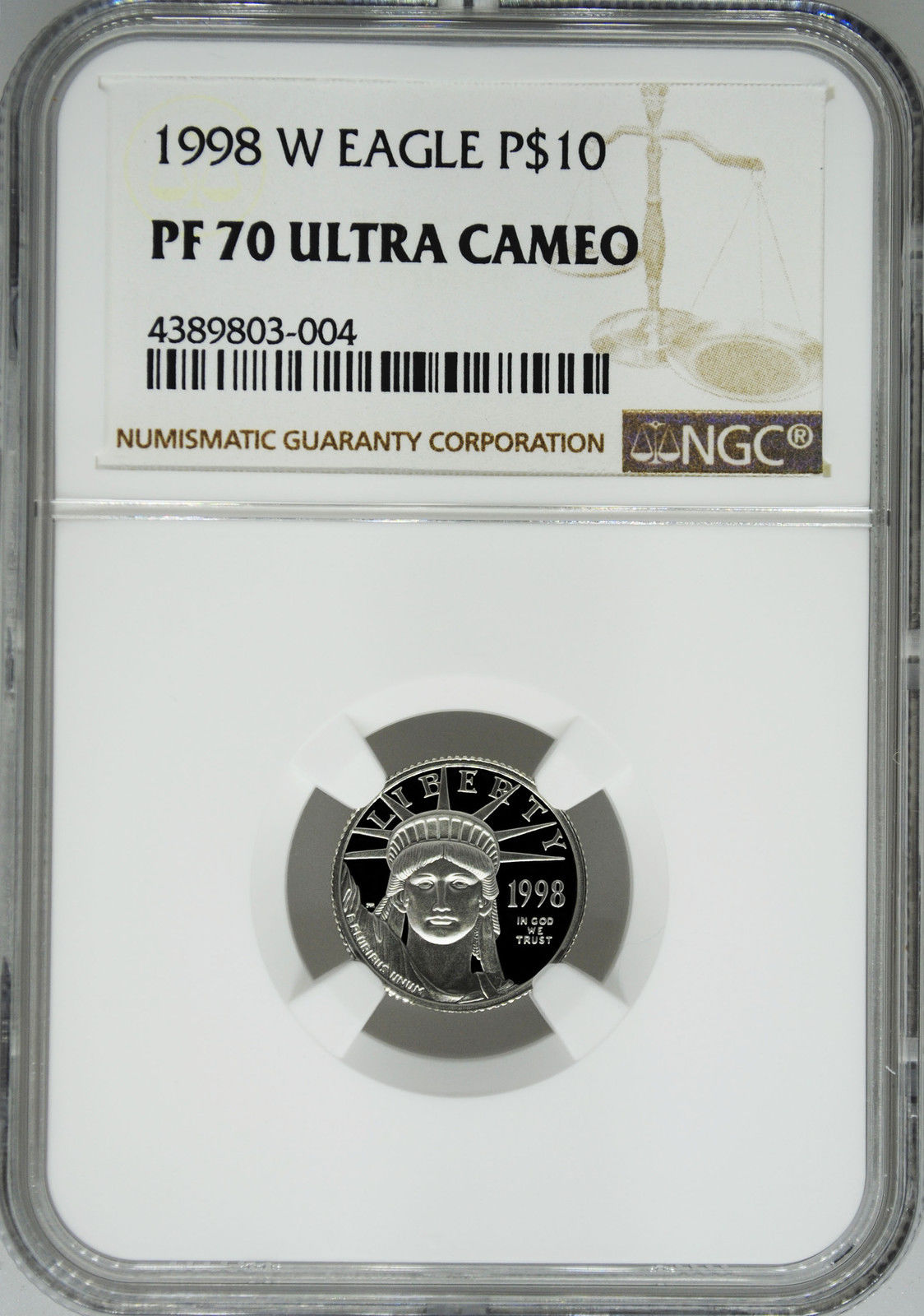 1998-W NGC PF70 1/10 oz Proof Platinum Eagle $10