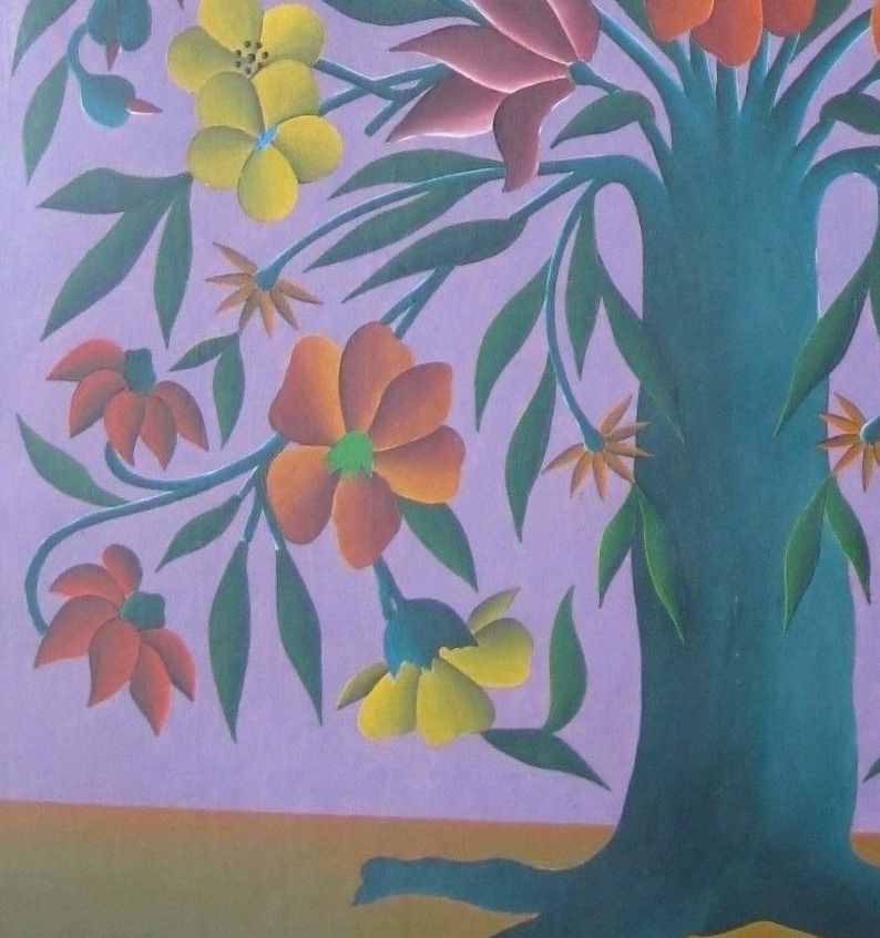 Gabriel Alix Haitian Saint-Marc 1930-1998 Tree of Life circa 1960's Oil Masonite