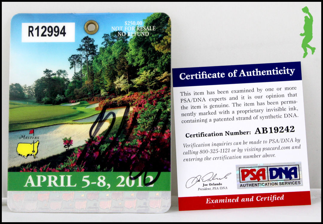 BUBBA WATSON AUTOGRAPHED SIGNED 2012 MASTERS BADGE PGA TOUR GOLF PSA PSA/DNA COA