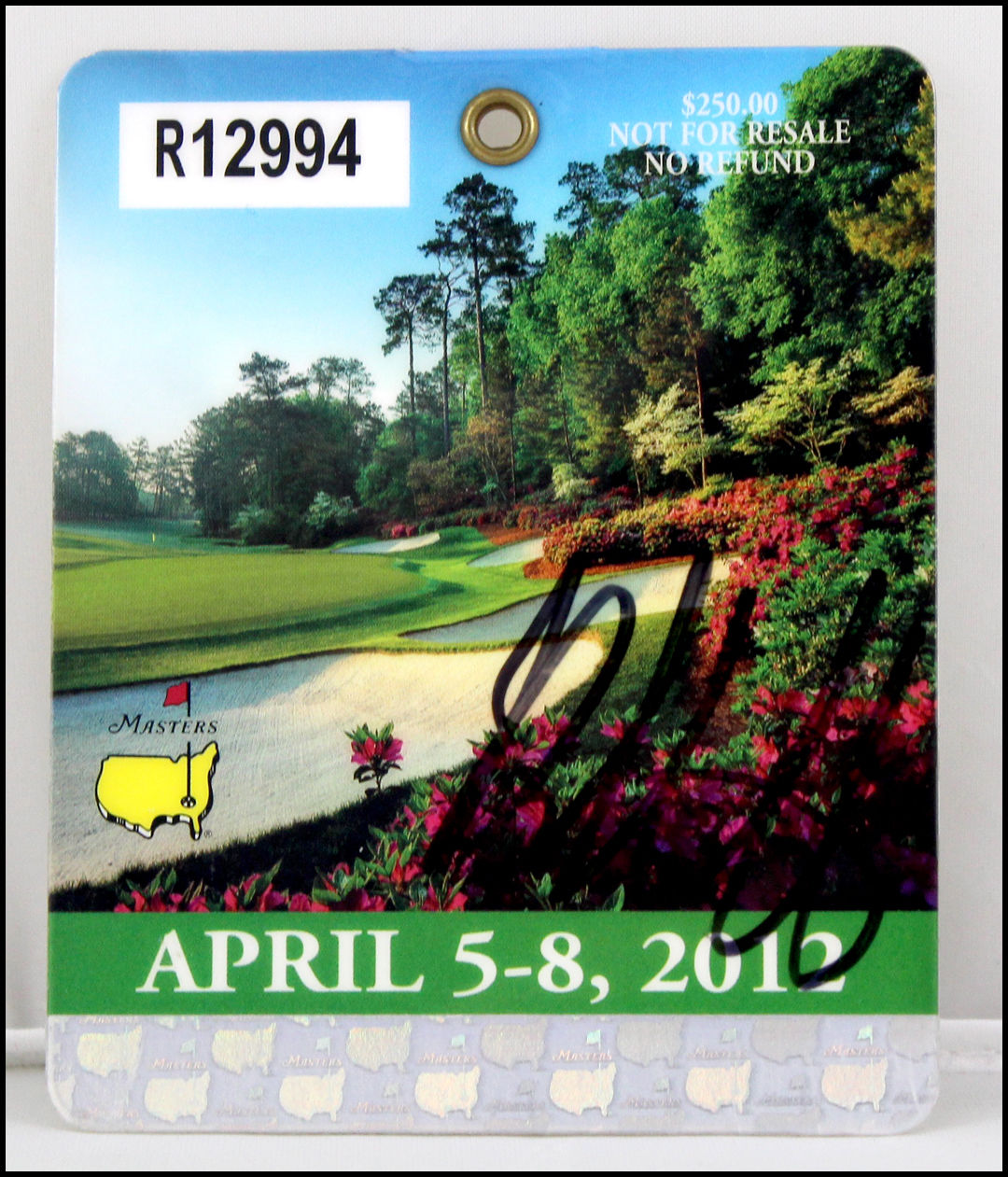 BUBBA WATSON AUTOGRAPHED SIGNED 2012 MASTERS BADGE PGA TOUR GOLF PSA PSA/DNA COA