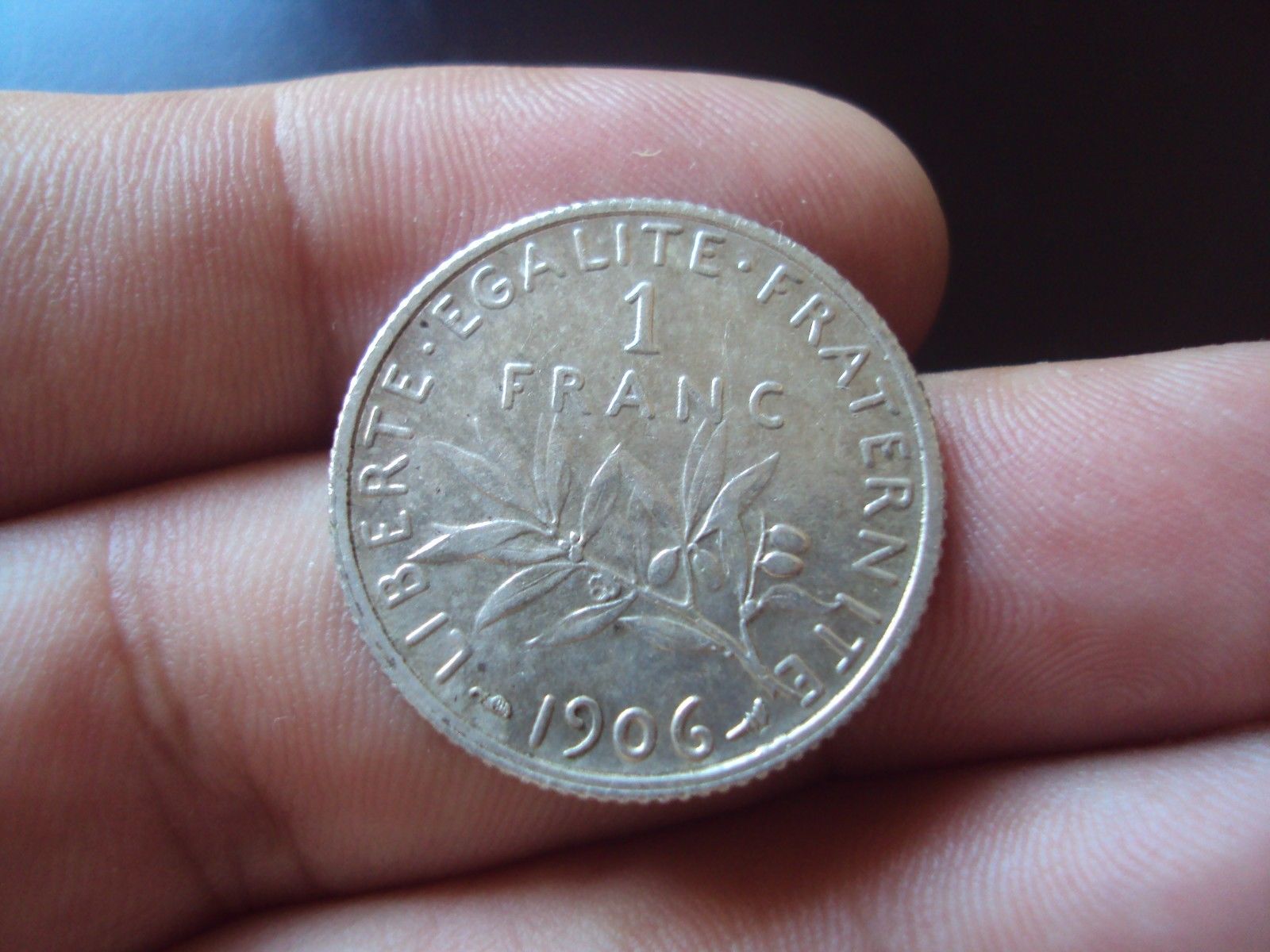 FRANCE 1 FRANC 1906 SILVER VF / XF COIN #4241