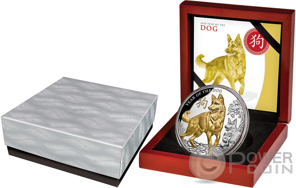 YEAR OF THE DOG Lunar 5 Oz Silver Coin 8$ Niue 2018