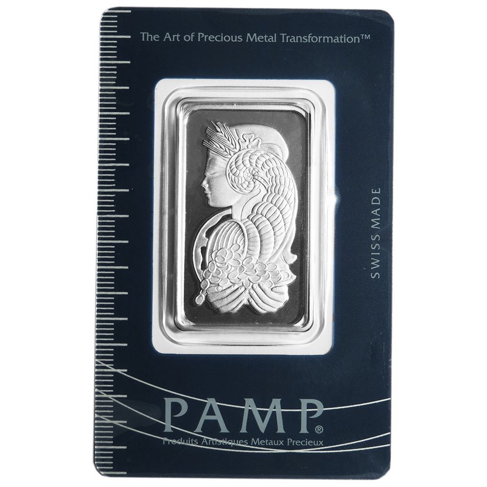 1 Troy oz Pamp Suisse Platinum Bar .9995 Fine Fortuna