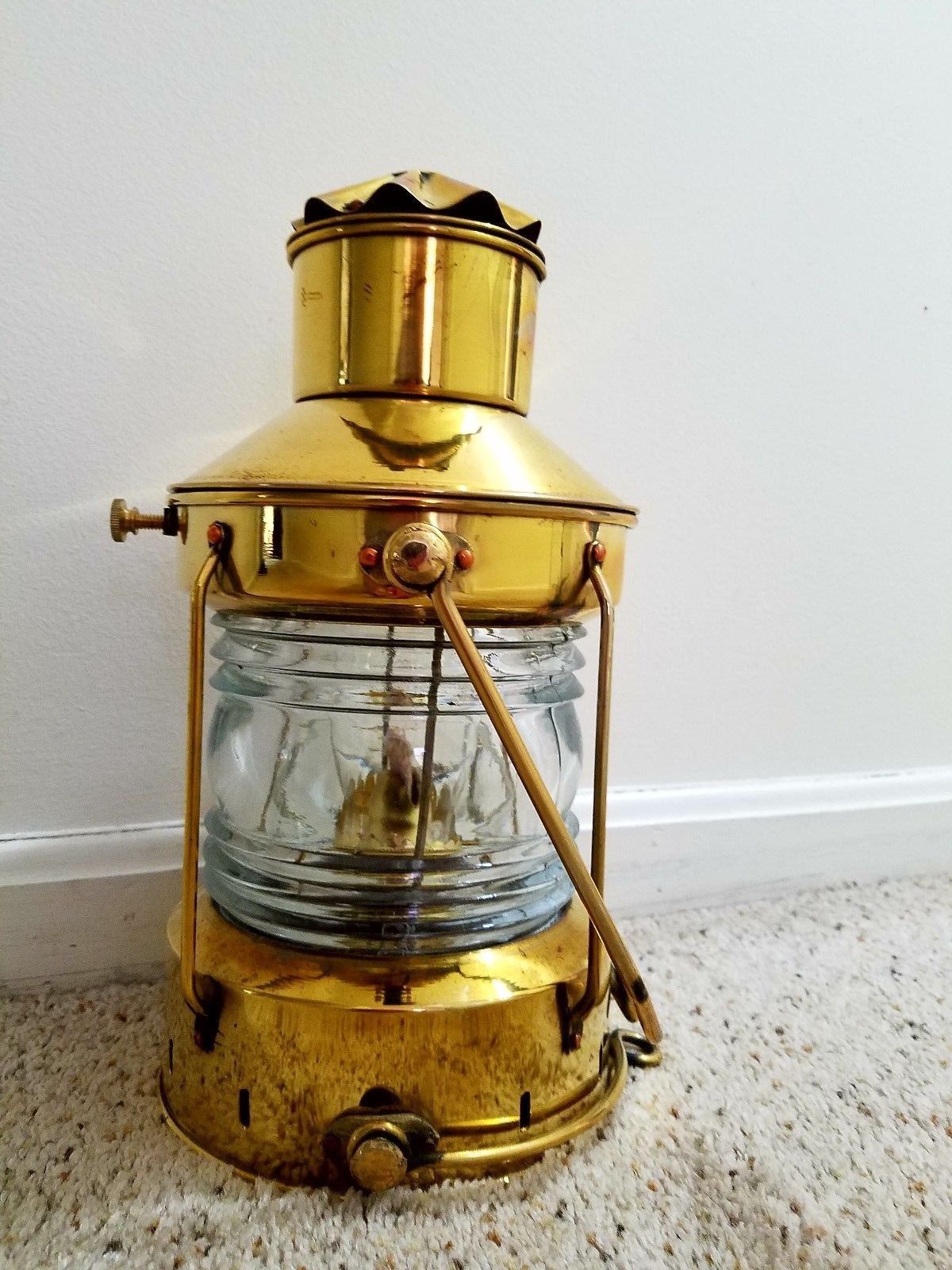 Vintage Heavy Duty Solid Brass Holland  Nautical Oil Lantern