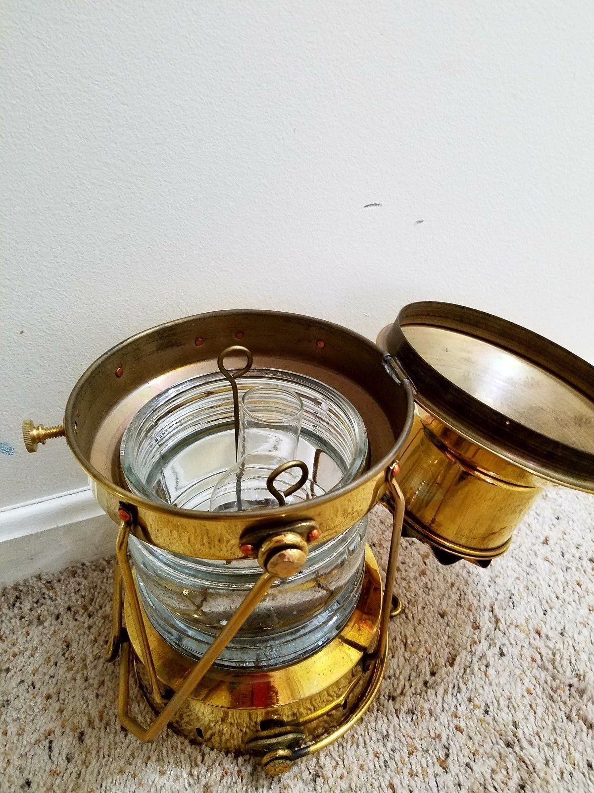 Vintage Heavy Duty Solid Brass Holland  Nautical Oil Lantern