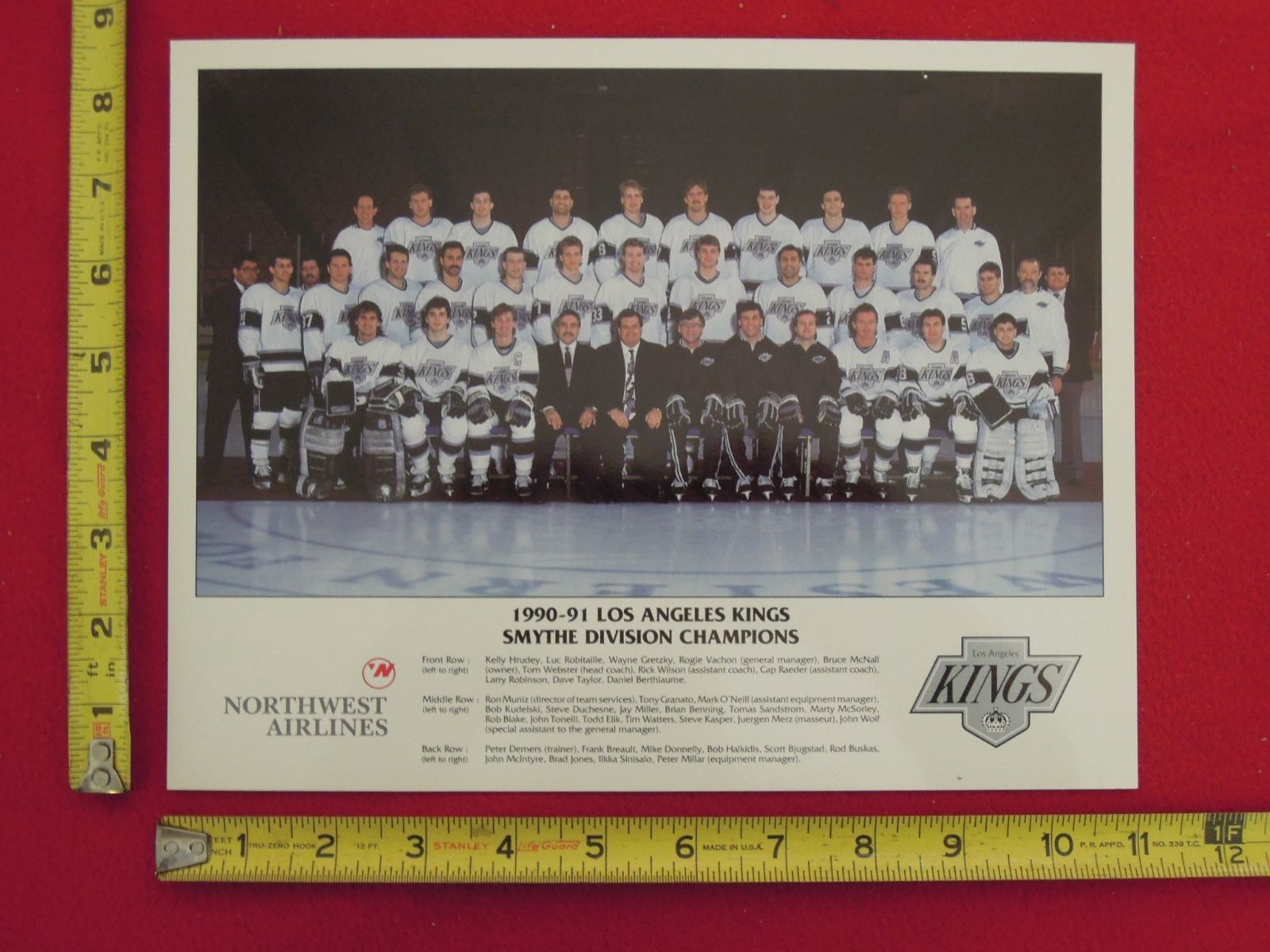 1990-91 Los Angeles Kings Hockey 8 1/2 x 11 Inch Team Photo