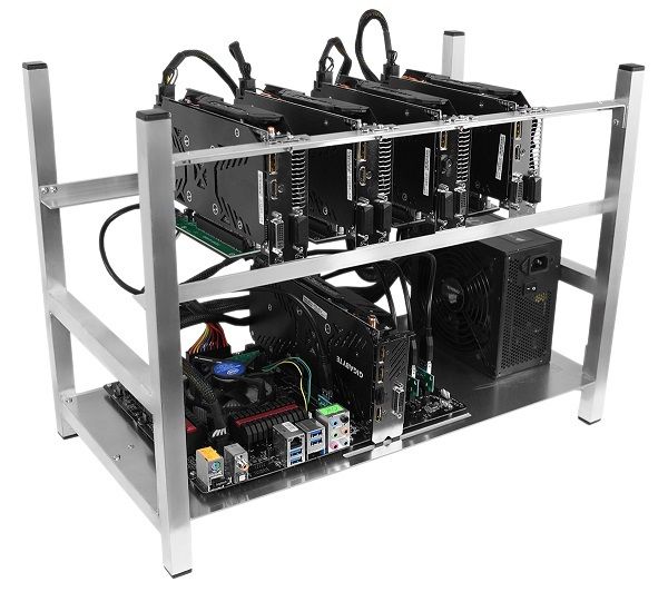 Open Air Mining Rig Frame for 6 + 1 GPU for Ethereum Zcash Monero like Bitcoin