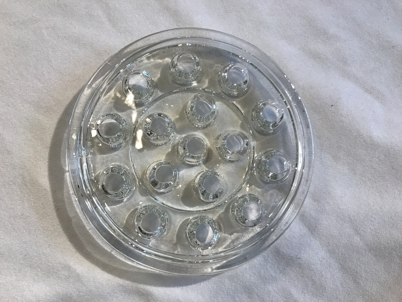 Vintage Set of 4 Clear Glass Flower Frogs 5 ¼” Domed 16 Hole