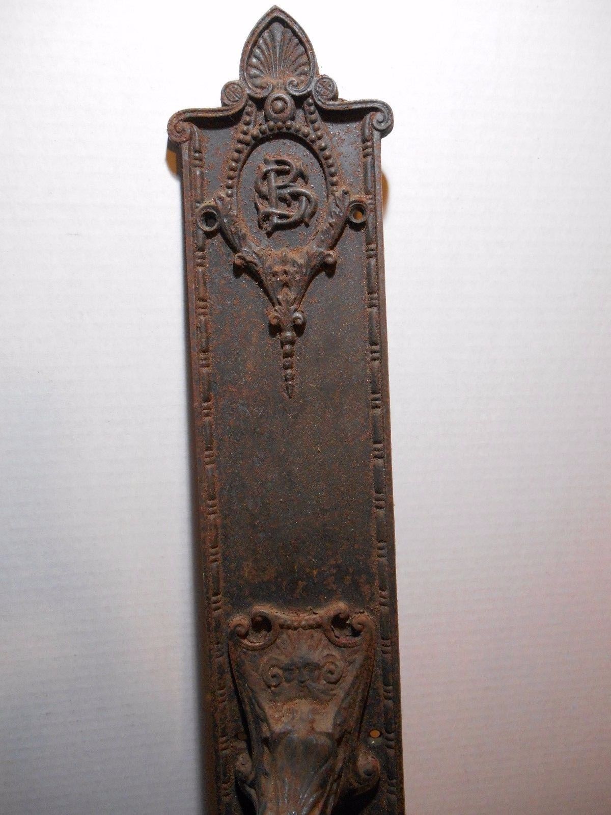 Large Antique Door Handle Pull Plate Knob Lock Ornate Historic Spitzer Building