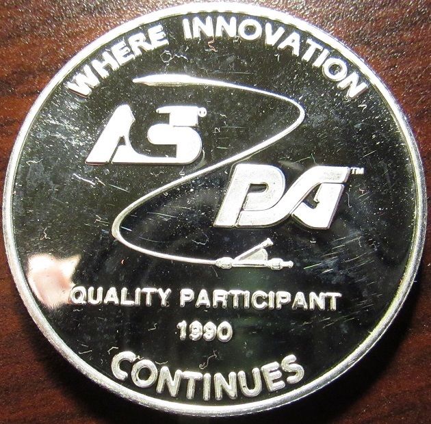 1990 American Chemical Society Participant 1 Troy Oz. .999 Silver Round ACS PSG