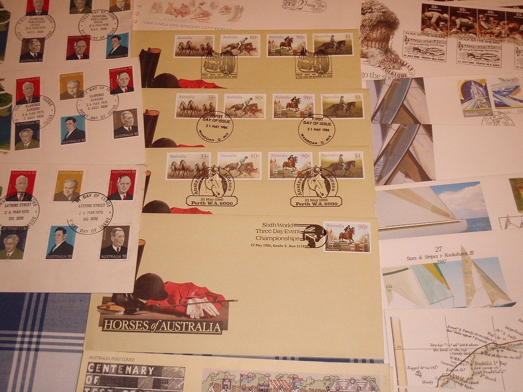 FDC Australia Large Lot of Stamped and Cancelled Envelopes