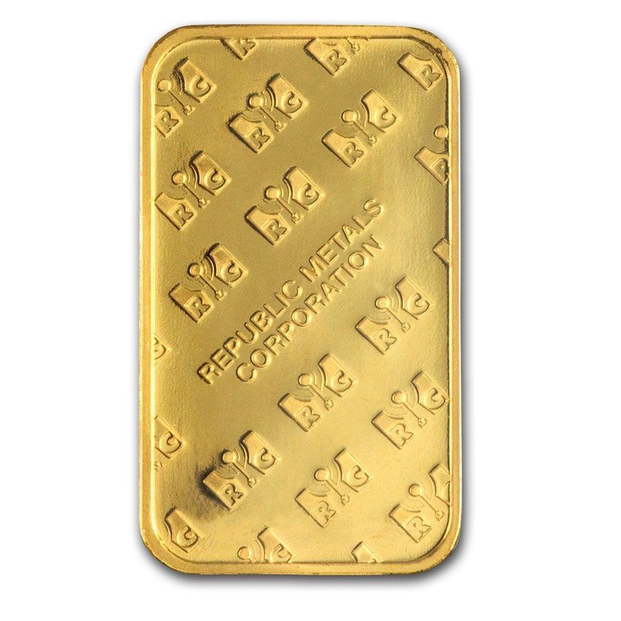 1 oz Gold Bar Republic Metals Corporation RMC .9999 Fine In Assay - SKU #91241