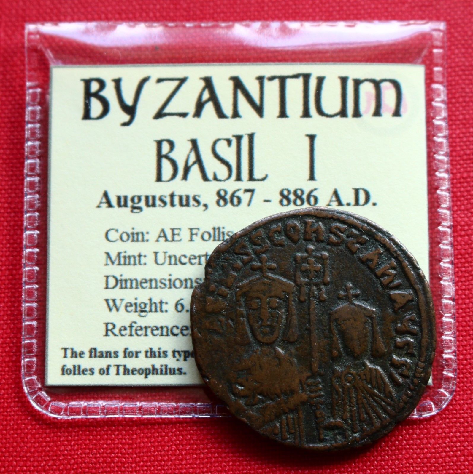 Basil I AE Follis 6g Provincial Constantine 870AD Byzantine Empire Coin