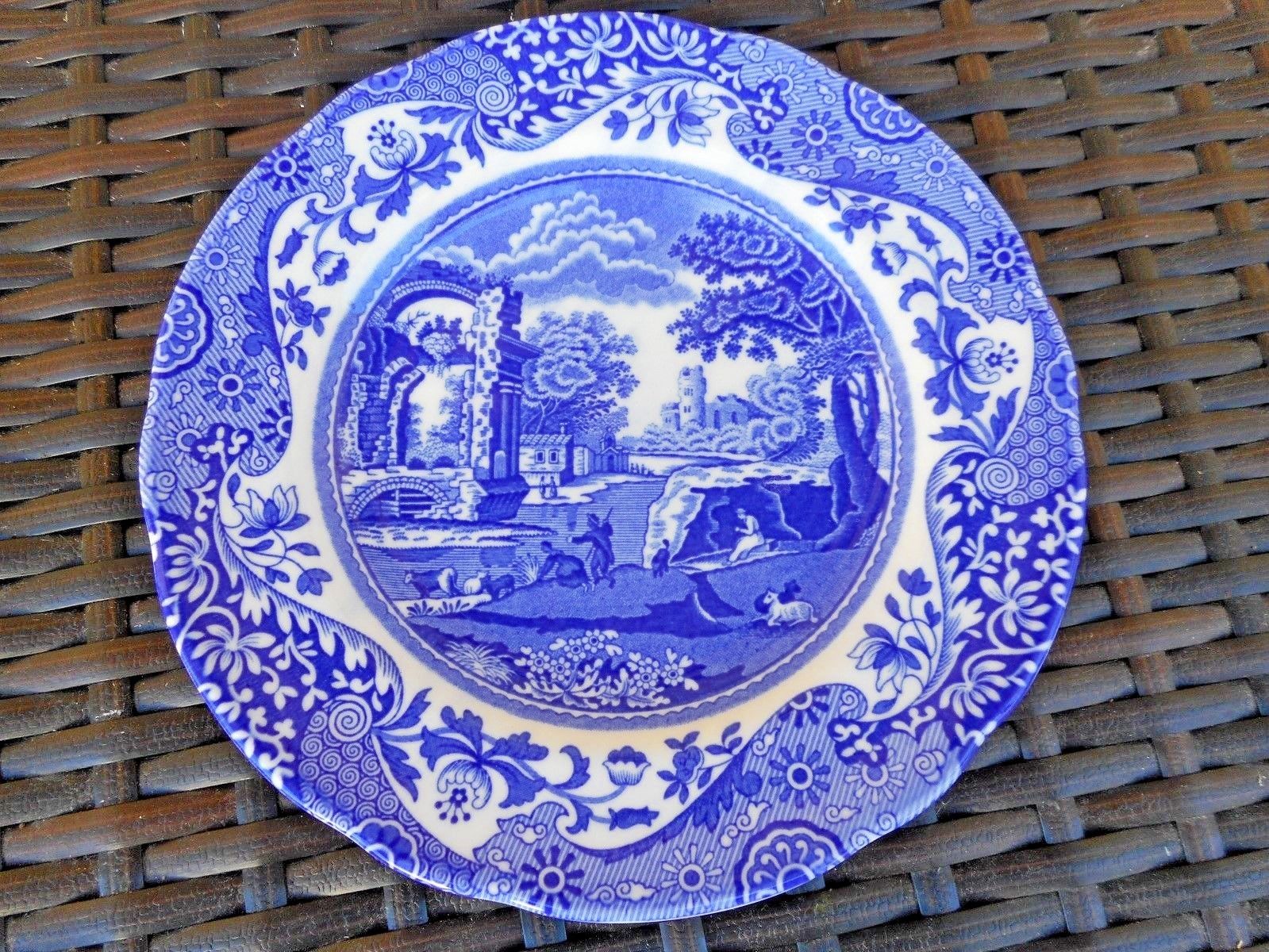 SPODE BLUE ITALIAN PORCELAIN BREAD PLATE SET OF 4  . SET 2