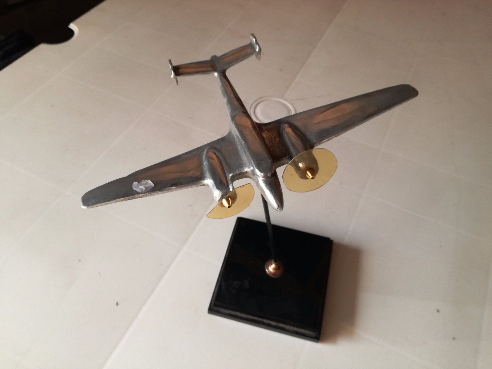 Vintage aluminium metal model plane french design mid century modernist art deco