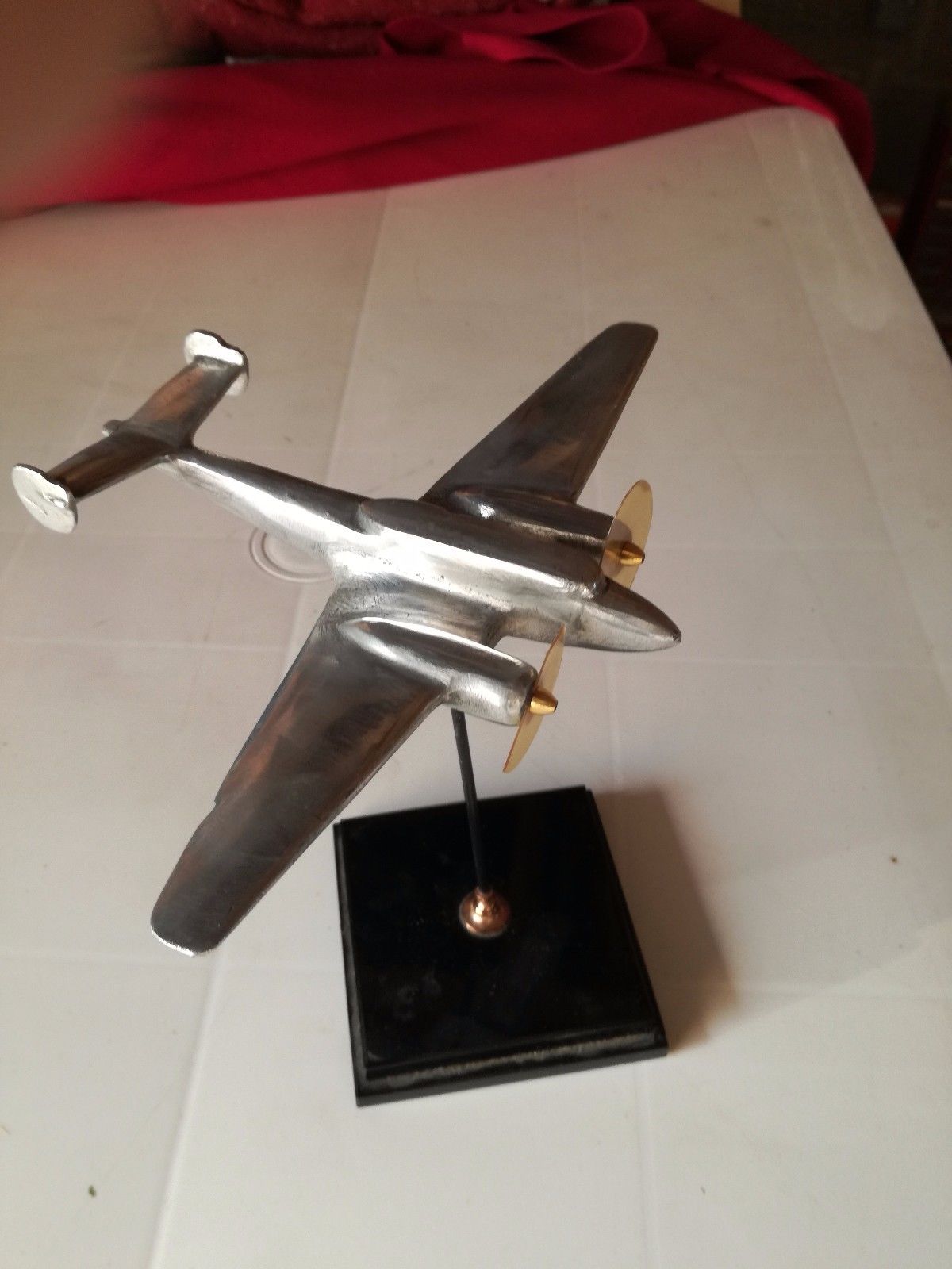 Vintage aluminium metal model plane french design mid century modernist art deco