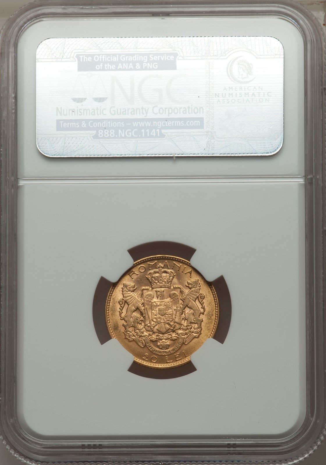 Romania 1922 20Lei NGC MS63 very rare gold coin