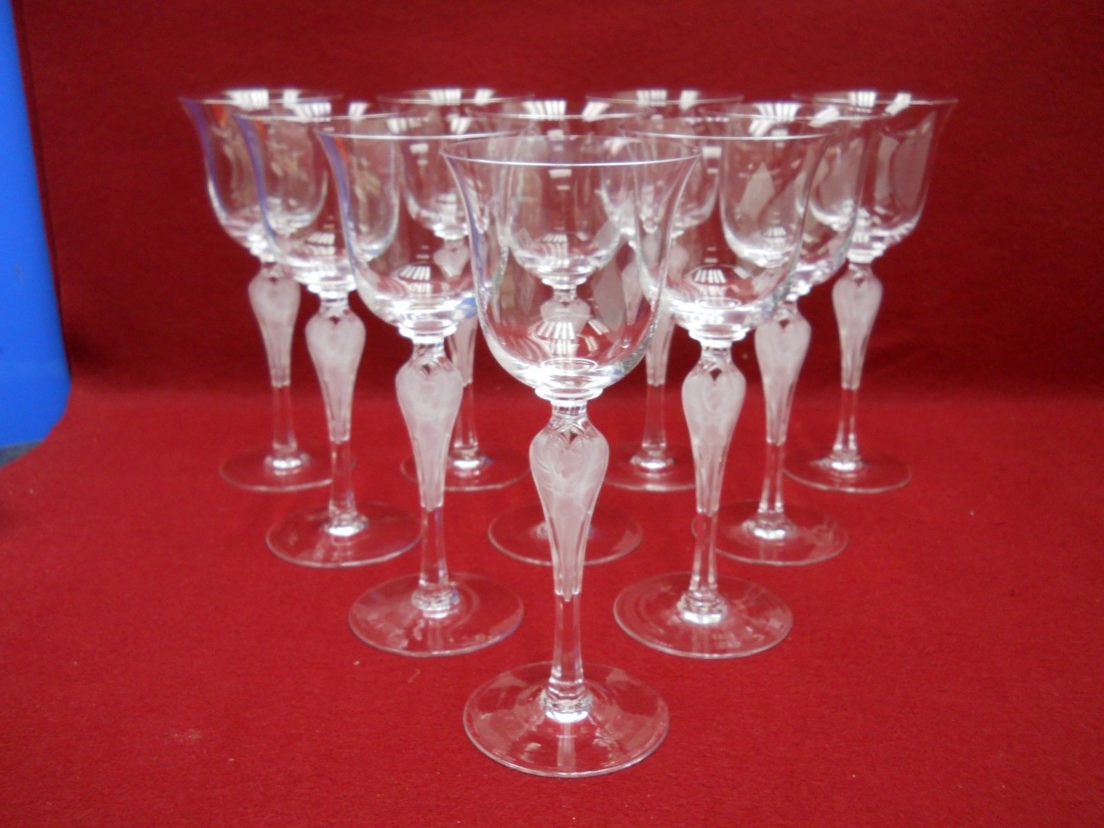 FABERGE crystal PAVLOVA pattern Set of 10 WINE GOBLETS Glasses