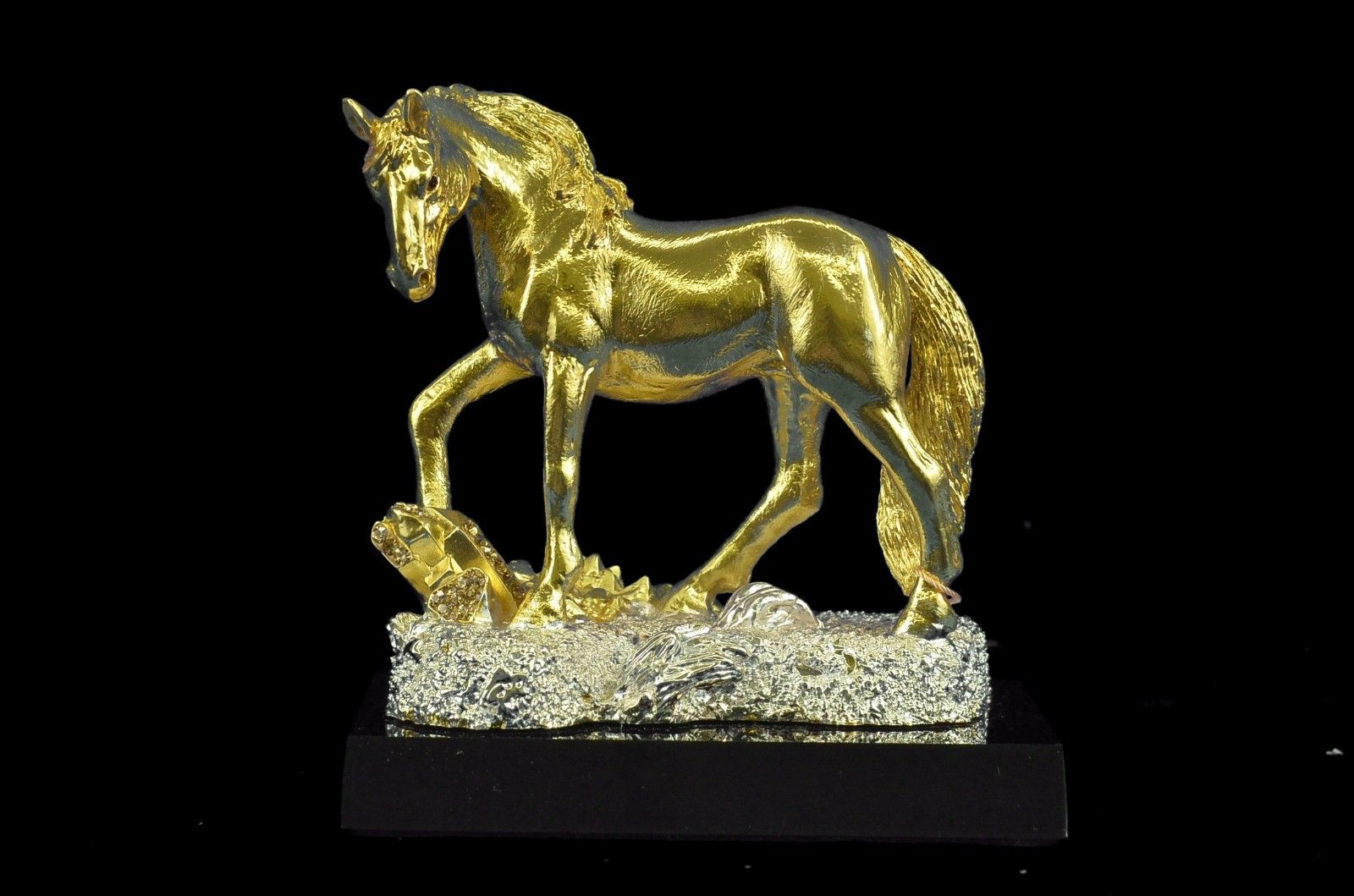 Sculpture Statue Art Deco Male Stallion 24K Gold Plated Figurine Figure Bronze