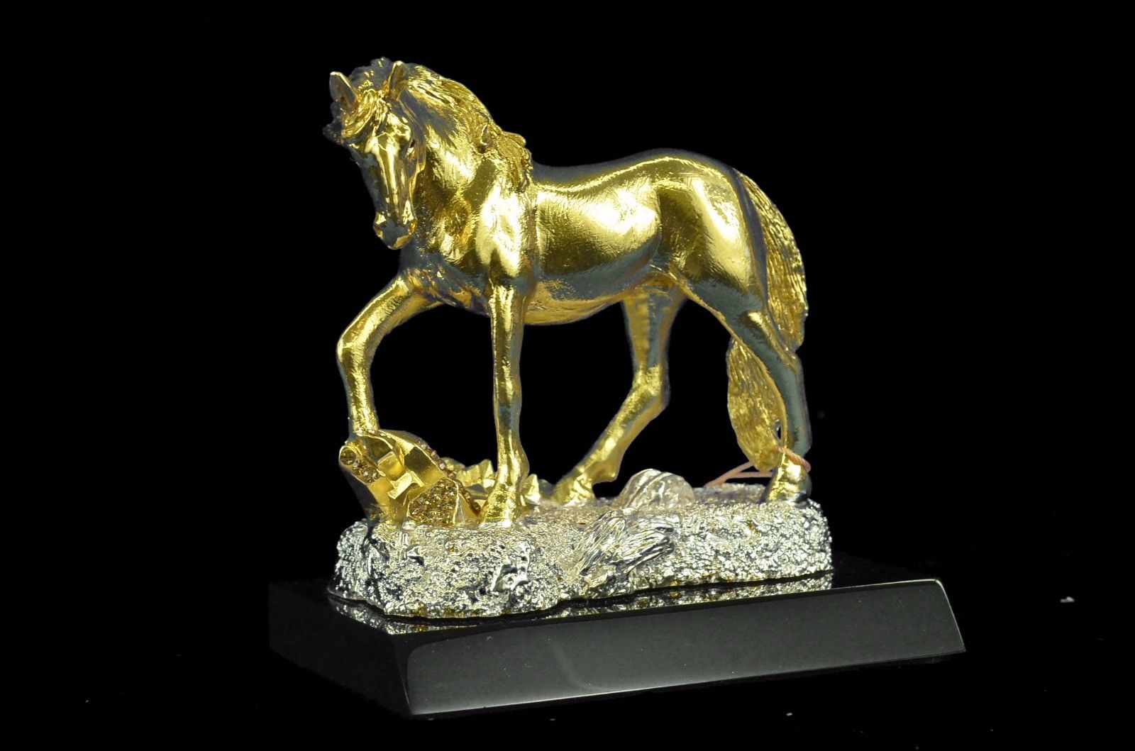 Sculpture Statue Art Deco Male Stallion 24K Gold Plated Figurine Figure Bronze