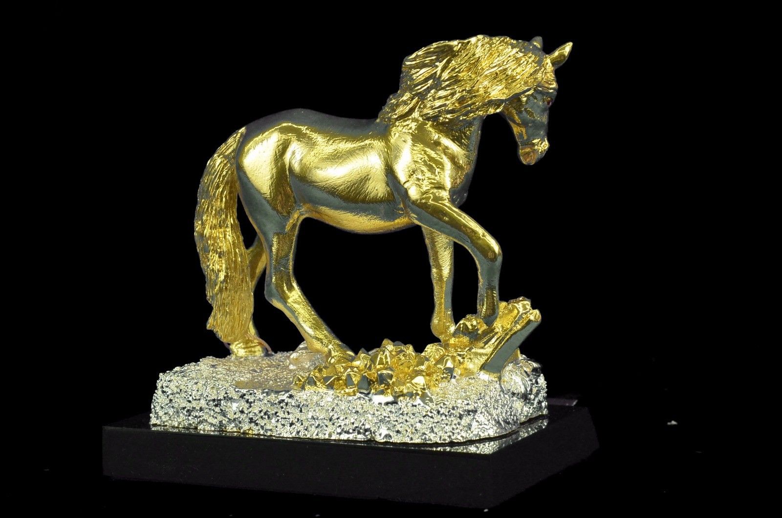 Sculpture Statue Art Deco Male Stallion 24K Gold Plated Figurine Figure Bronze