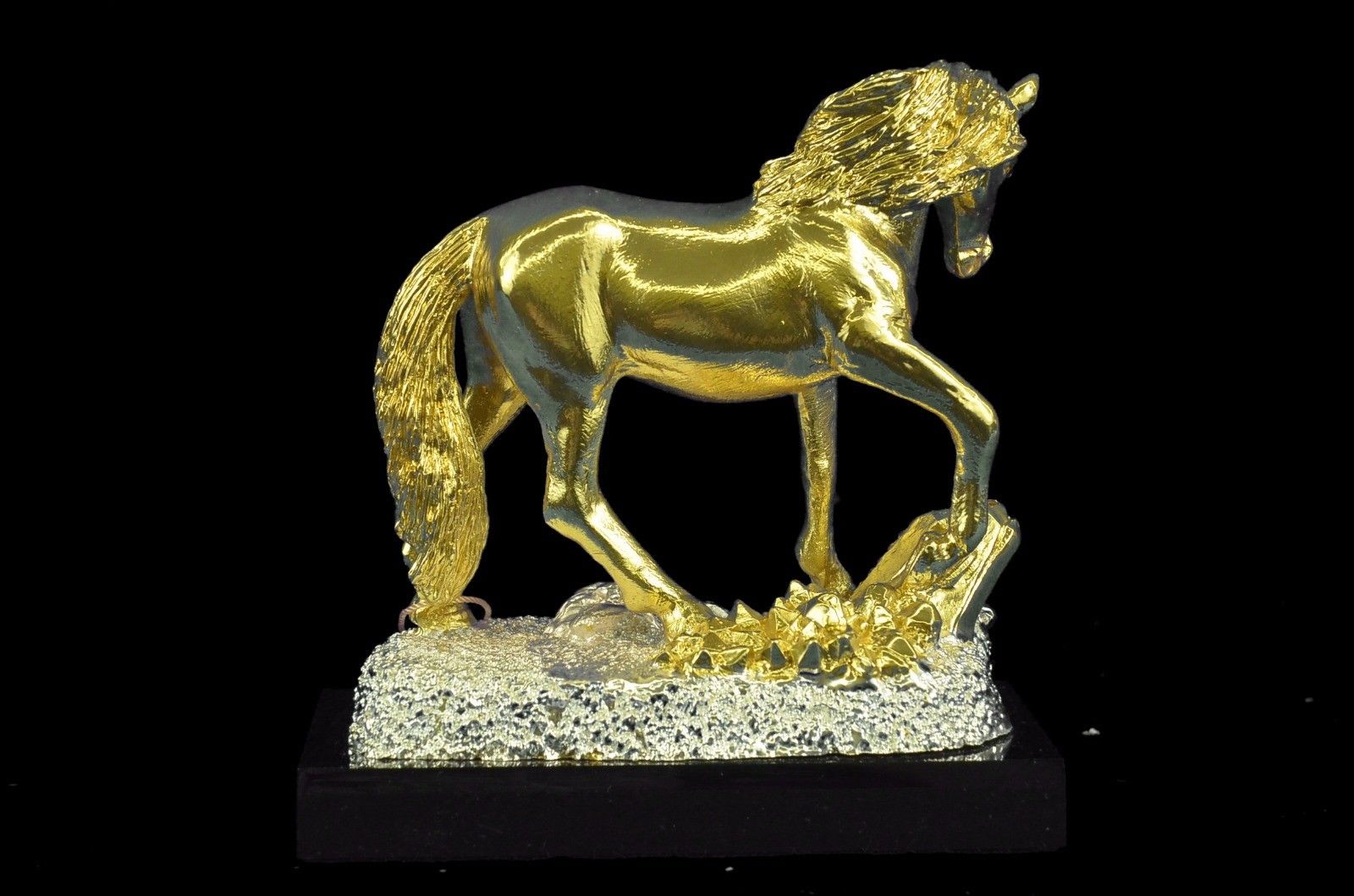 Sculpture Statue Art Deco Male Stallion 24K Gold Plated Figurine Figure Bronze