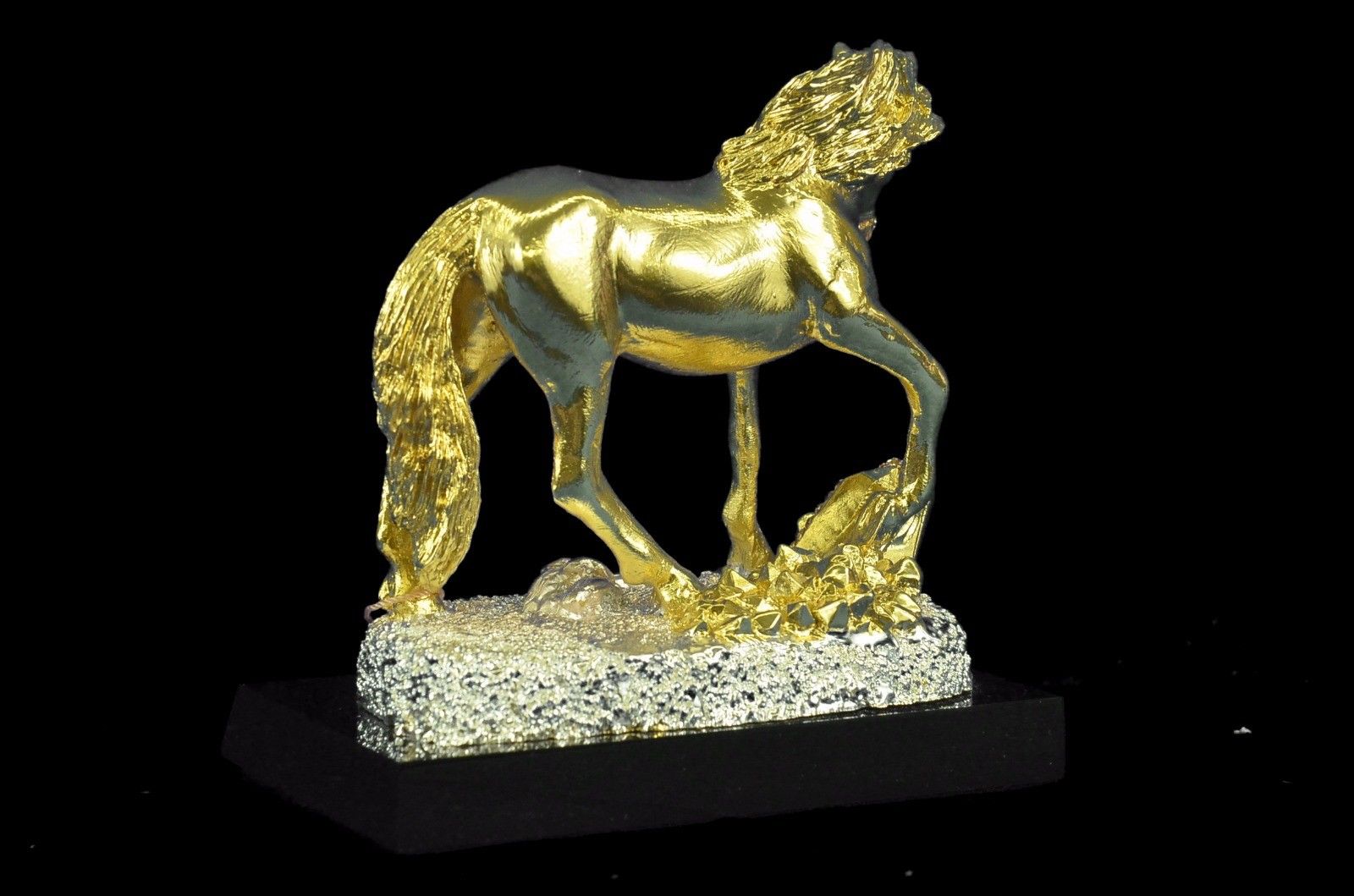 Sculpture Statue Art Deco Male Stallion 24K Gold Plated Figurine Figure Bronze