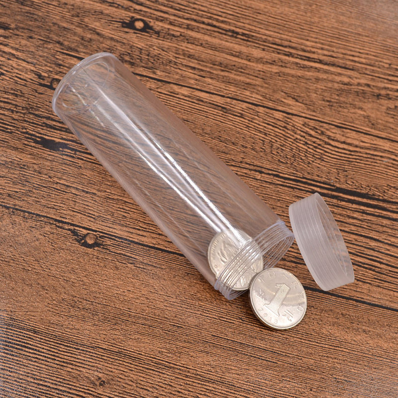 Clear Plastic Coin Holder Display Storage Tube Portable Container Box Round 30mm