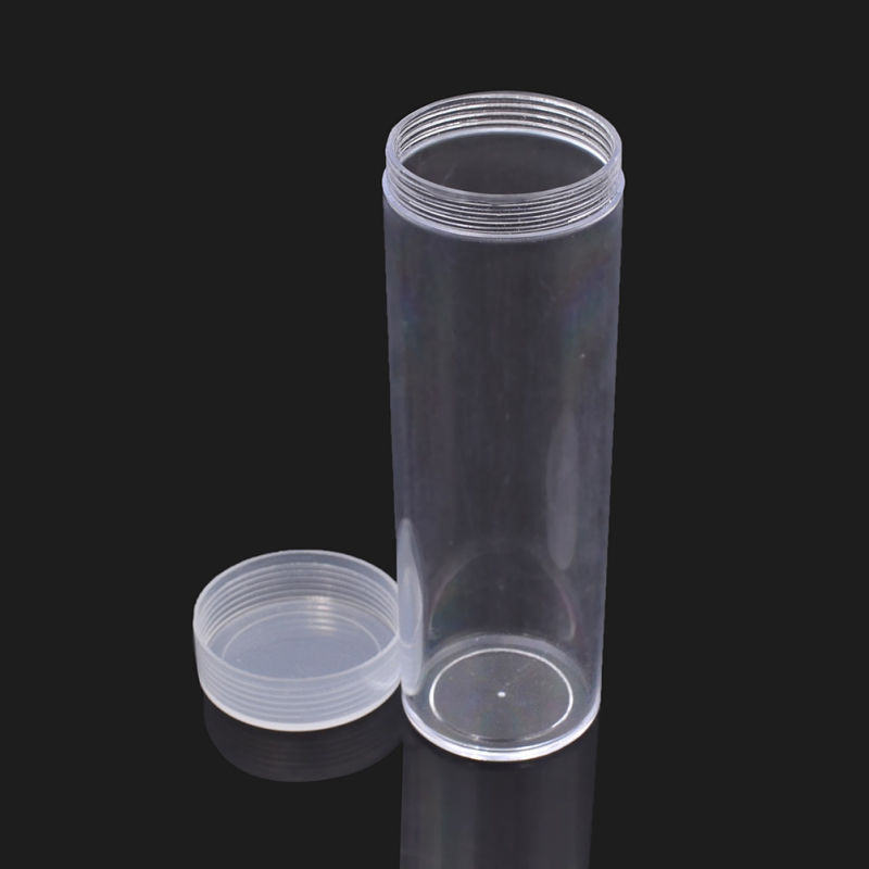 Clear Plastic Coin Holder Display Storage Tube Portable Container Box Round 30mm