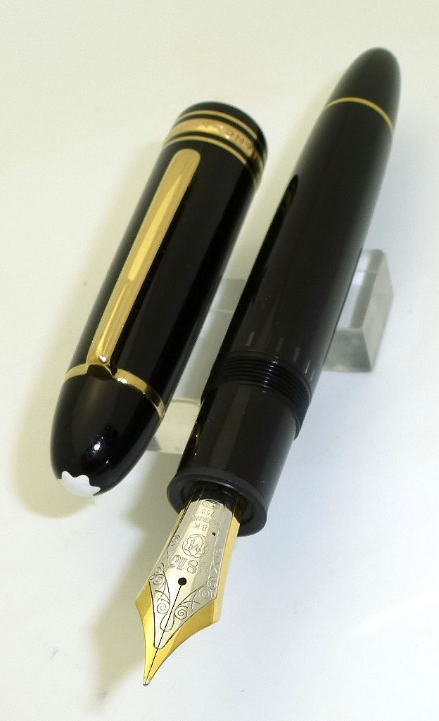 Piston Filled Montblanc 149 Fountain Pen, 18k Gold Nib, Boxed w/Ink, Serviced