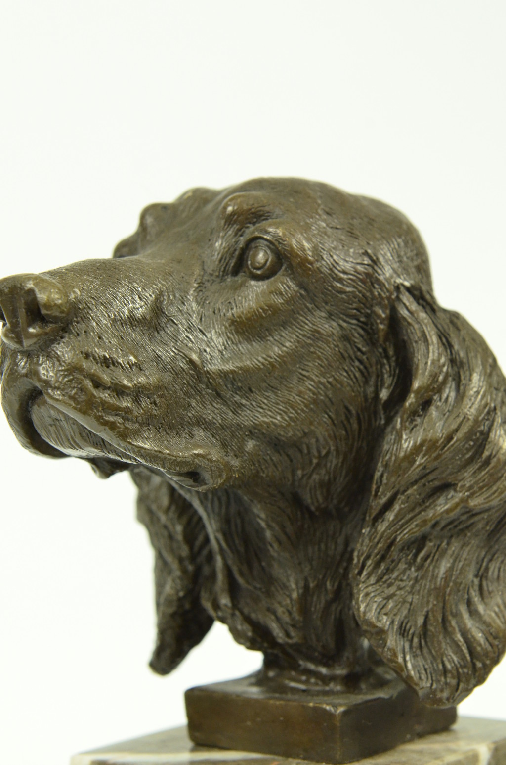 Bronze Sculpture Statue Bust Cocker Spaniel Dog Pet Animal Marble Base Figurine