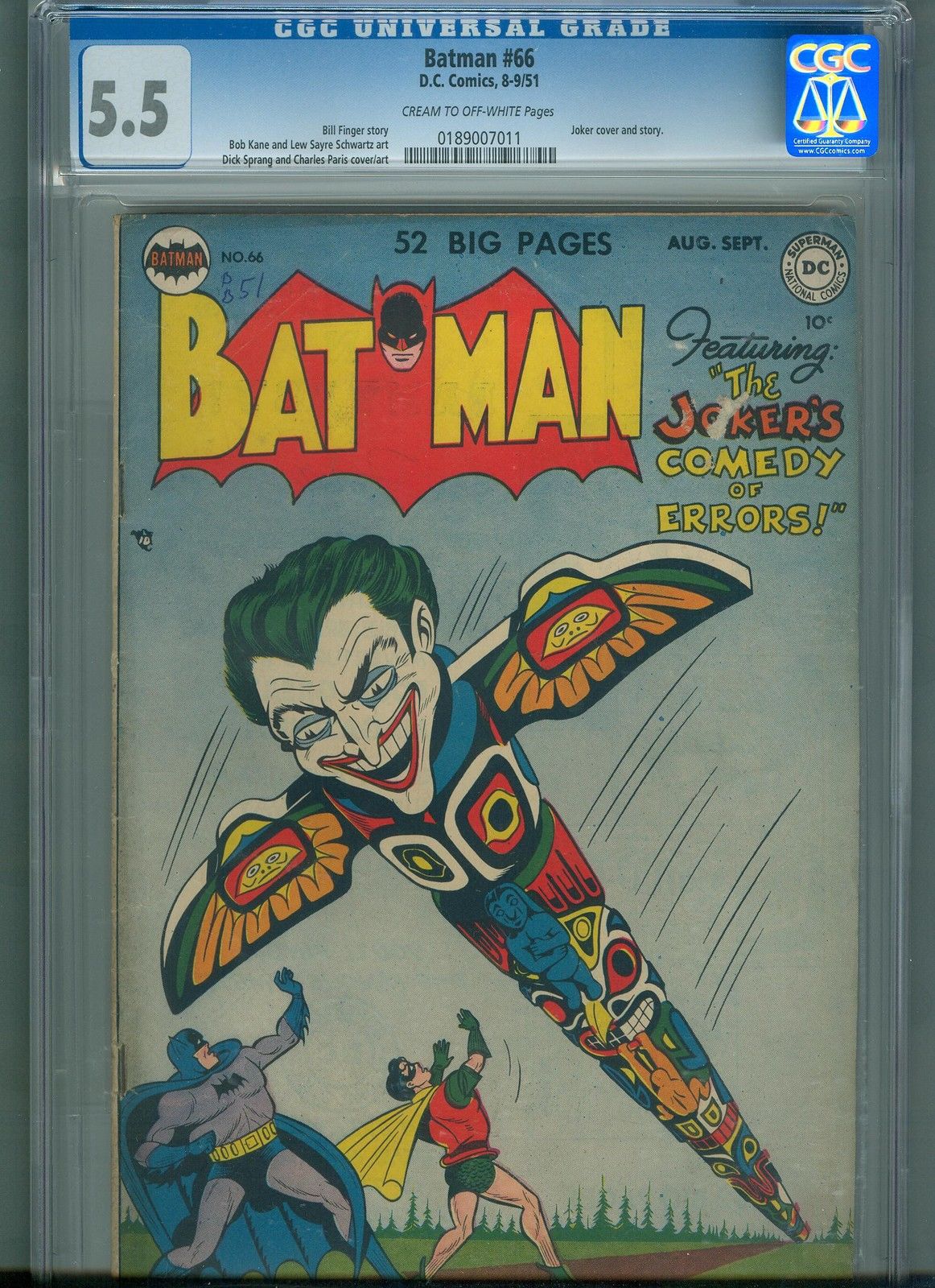 Batman #66 (Aug-Sep 1951, DC) CGC 5.5 ** Joker Cover & Story ** Golden Age **