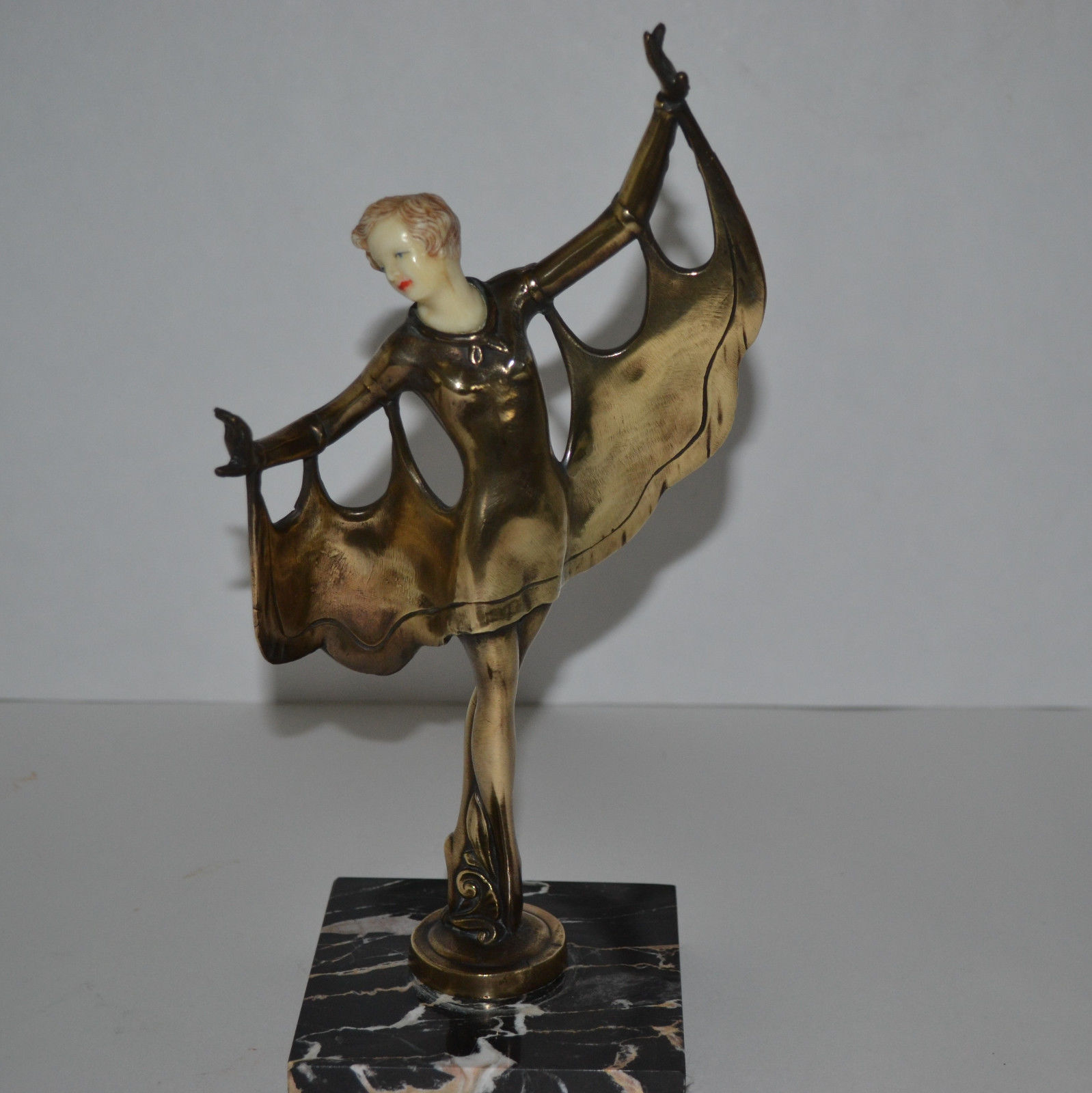 ART DECO BRONZE ,IVORINE STATUE/FIGURINE