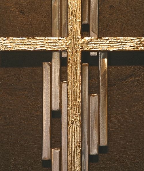 Abstract Metal Cross Sculpture Mid Century Modern Religious Statues Hand Made