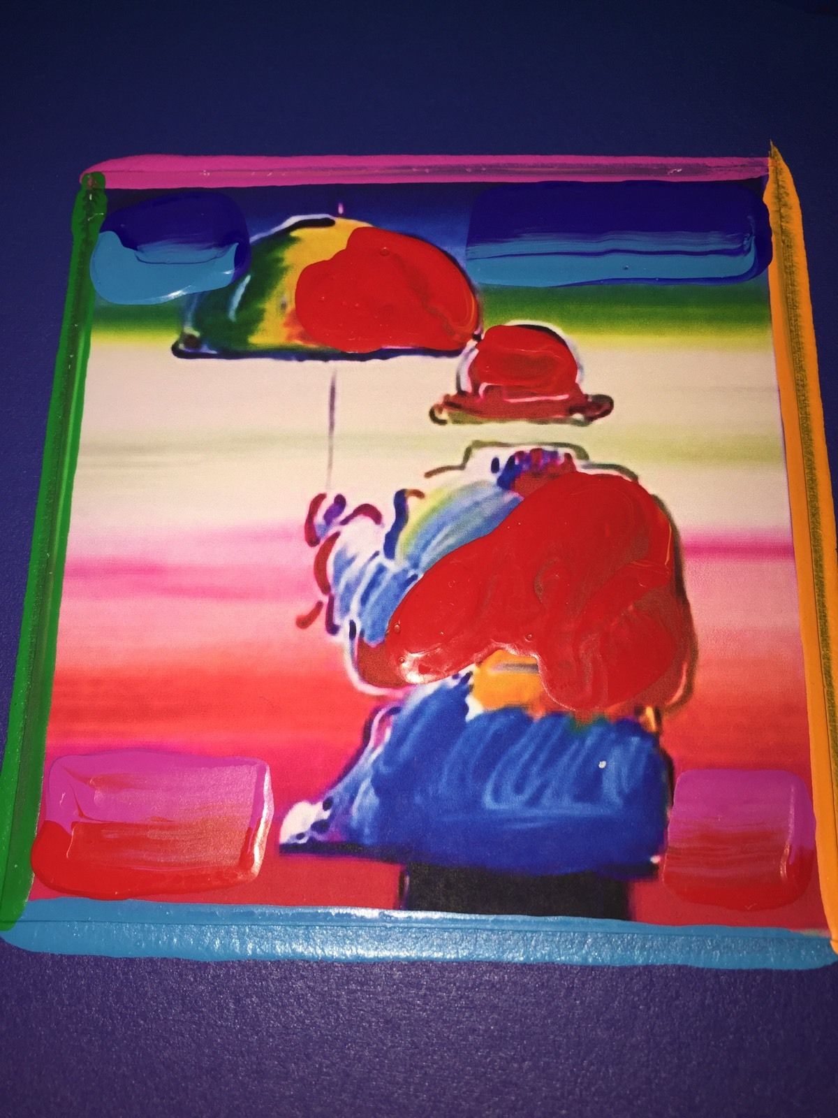 Peter Max, "UMBRELLA MAN" Mixed Media, Signed, Overpaint, Painting