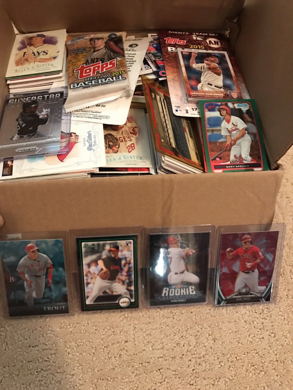 2500 baseball card lot w/ MIKE TROUT RC BUMGARDNER RC