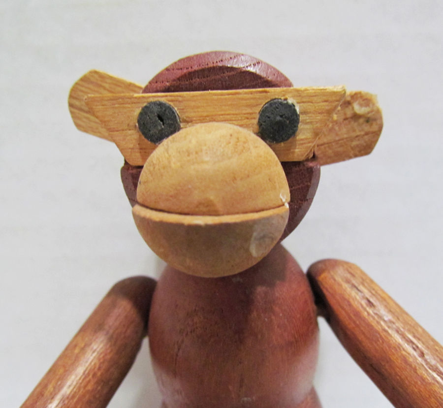 WOOD MONKEY WOODEN JOINTED FIGURE LONG ARMED MID CENTURY MODERN MCM VINTAGE