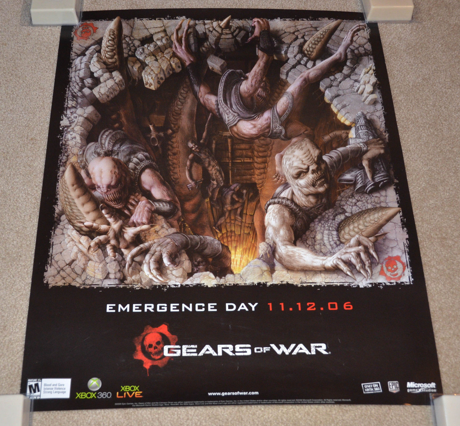 RARE! PROMO Gears of War - Emergence Day POSTER (22x28") 11-12-2006 (XBOX LIVE)