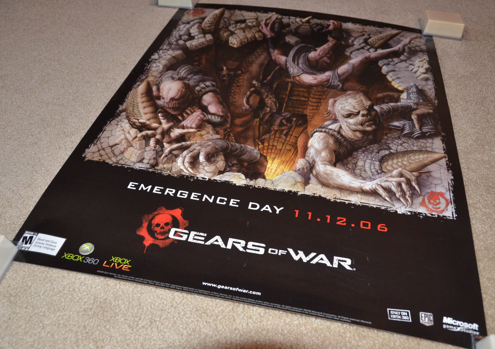 RARE! PROMO Gears of War - Emergence Day POSTER (22x28") 11-12-2006 (XBOX LIVE)