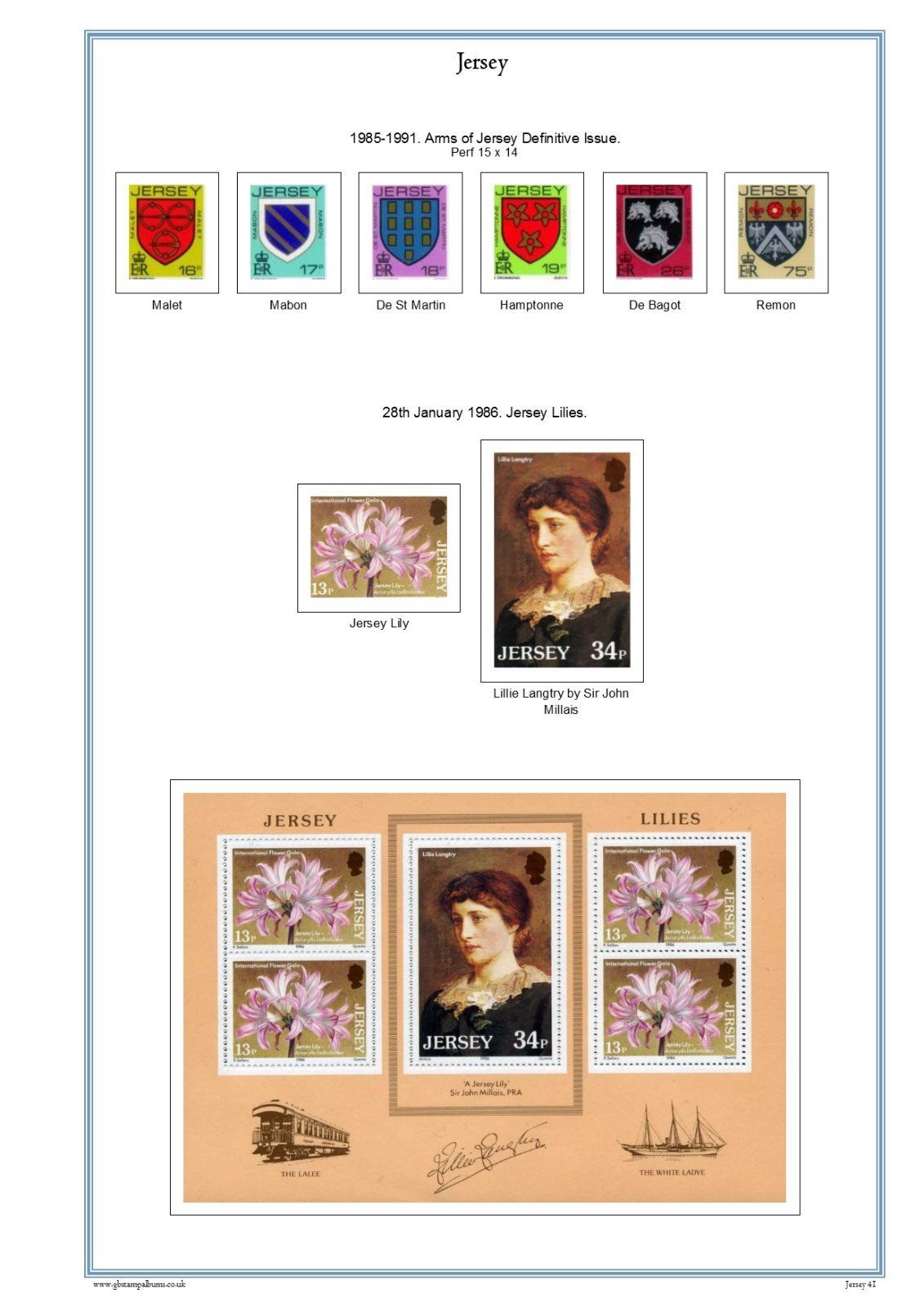 Jersey 2016 Full Colour Illustrated Stamp Album Pages on CD (302 Pages).