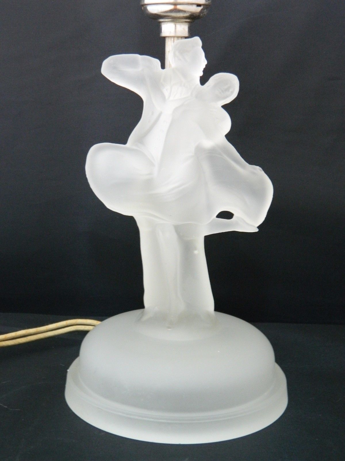 Vintage 1930's Sears Roebuck Art Deco Frosted Lalique Style Glass Table Lamp