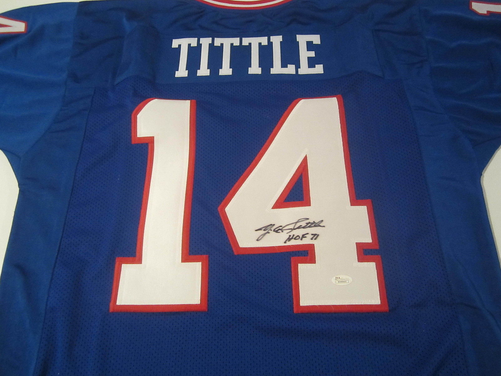 YA Tittle New York Giants Signed Autographed Jersey w/Inscription JSA COA