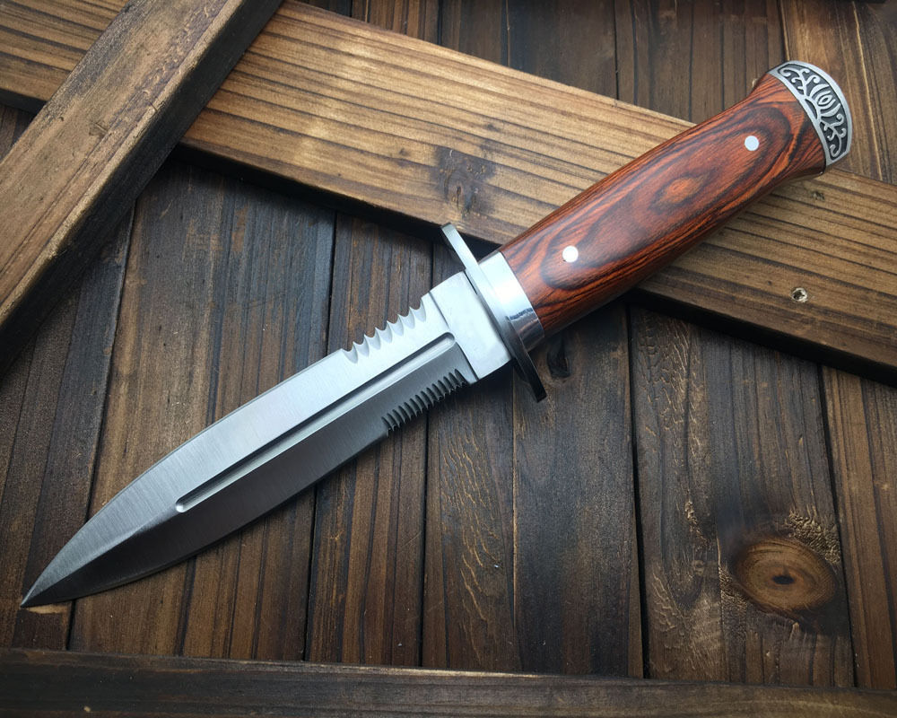 11'' New Wood Handle Boot Dagger Survival Fixed Bowie Hunting Knife K326B