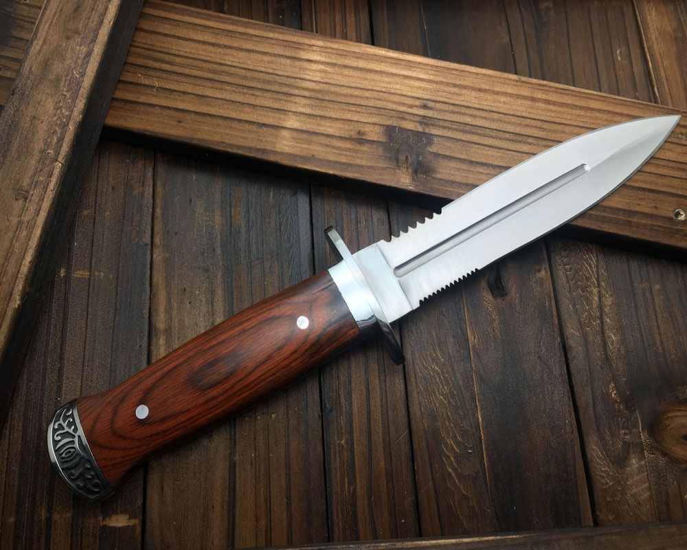 11'' New Wood Handle Boot Dagger Survival Fixed Bowie Hunting Knife K326B