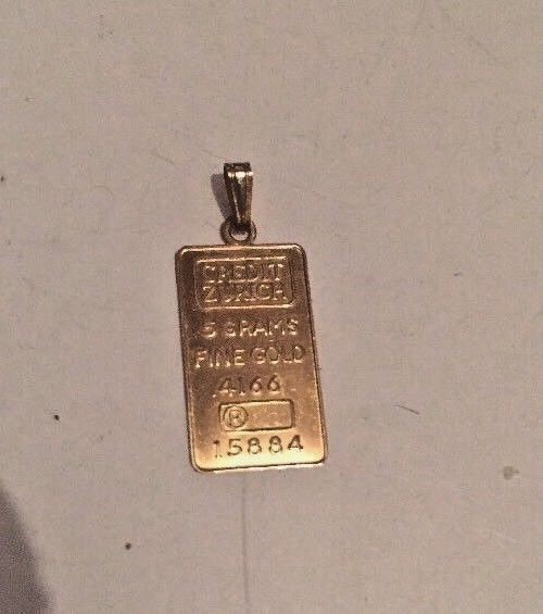 CREDIT ZURICH FINE GOLD BAR 4166 PENDANT 10K Yellow Gold 0.5 grams