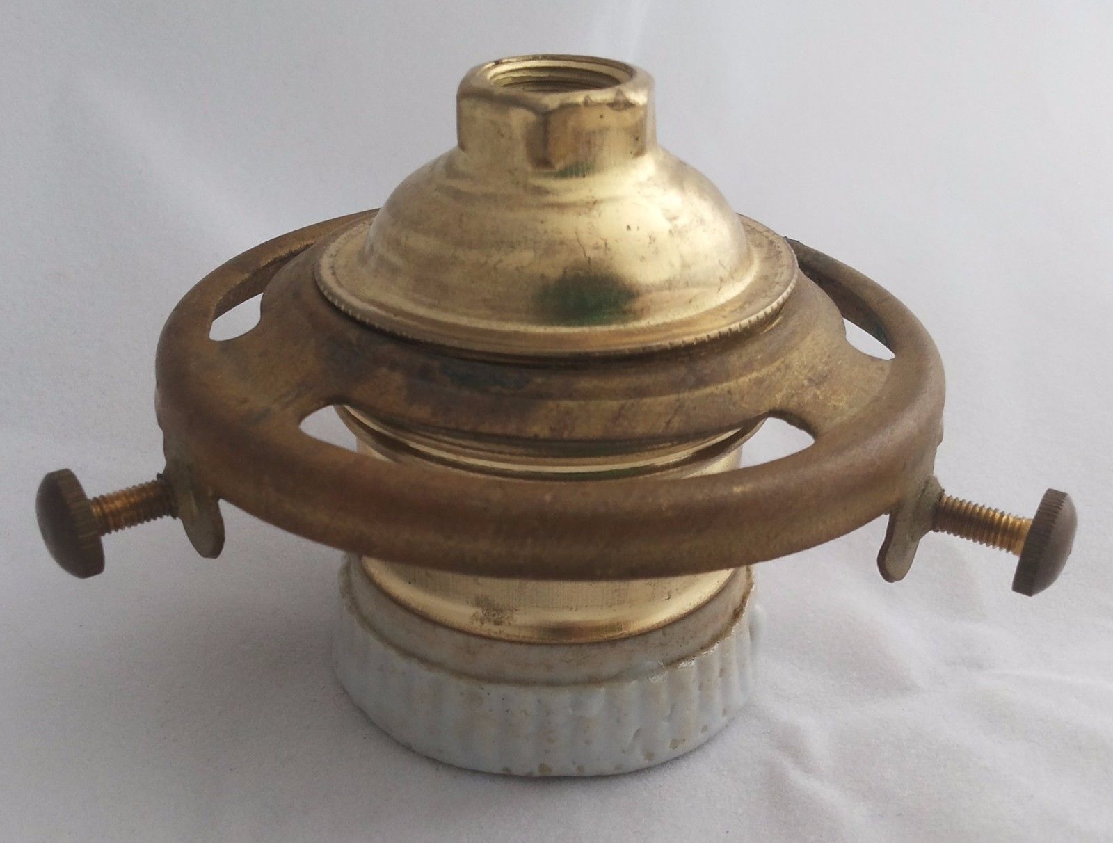 Brass Light Bulb Socket Lamp Vintage Antique Porcelain Shade Holder Size 2 1/4''